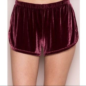 Maroon/red velvet brandy Melville shorts